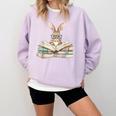 Cute Reading Bunny Glasses Books Bookworm Reader Teacher Comfort Colors Sweatshirt Orchid