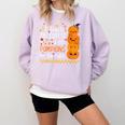 Cute Teacher Halloween For Women Men Teacher Pumpkin Comfort Colors Sweatshirt Orchid