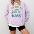 Disney This Teacher Runs On Coffee And Disney Gradient Logo Comfort Colors Sweatshirt Orchid