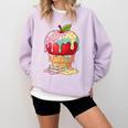 Dripping Apple Ice Cream Cone Cute Teacher Appreciation Comfort Colors Sweatshirt Orchid Dripping Apple Ice Cream Cone Cute Teacher Appreciation Comfort Colors Sweatshirt Orchid