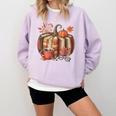 Fall Book Pumpkin Retro Reading Halloween Teacher Comfort Colors Sweatshirt Orchid