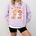 Fall In Love With Learning Shirt Autumn Thanksgiving Teacher Comfort Colors Sweatshirt Orchid