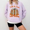 Fall In Love With Reading Pumpkin Autumn Librarians Teacher Comfort Colors Sweatshirt Orchid