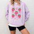 First Grade Is My Jam Strawberry First Grade Teacher Women Comfort Colors Sweatshirt Orchid