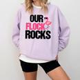 Our Flock Rocks Flamingo Mother's Day Teacher Comfort Colors Sweatshirt Orchid Our Flock Rocks Flamingo Mother's Day Teacher Comfort Colors Sweatshirt Orchid