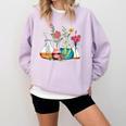 Floral Beakers Chemistry Lab Teacher Comfort Colors Sweatshirt Orchid