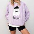 French Teacher Halloween Bonjour Ghost Comfort Colors Sweatshirt Orchid
