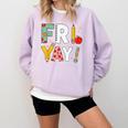 Fri Yay Teacher Happy Friday Friyay Weekend Back To School Comfort Colors Sweatshirt Orchid