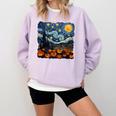 Halloween Pumpkin Starry Night Van Gogh Art Teacher Comfort Colors Sweatshirt Orchid