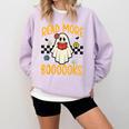 Halloween Read More Books Retro Costume Teacher Women Girls Comfort Colors Sweatshirt Orchid
