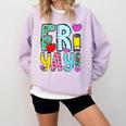 Happy Fri-Yay Friday Lovers Fun Teacher Life FriYay Weekend Comfort Colors Sweatshirt Orchid