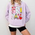 Happy Fri-Yay Teacher Back To School Friday Lovers Comfort Colors Sweatshirt Orchid