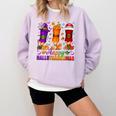 Happy Hallothanksmas Halloween Thanksgiving Pencils Teachers Comfort Colors Sweatshirt Orchid Happy Hallothanksmas Halloween Thanksgiving Pencils Teachers Comfort Colors Sweatshirt Orchid