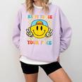 Happy To See Your Face Hippie Smile Back To School Teachers Comfort Colors Sweatshirt Orchid Happy To See Your Face Hippie Smile Back To School Teachers Comfort Colors Sweatshirt Orchid