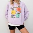 Happy To See Your Face Teacher Apple Comfort Colors Sweatshirt Orchid Happy To See Your Face Teacher Apple Comfort Colors Sweatshirt Orchid