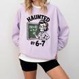 Haunted 67 Skeleton Math Teacher Halloween Costume Math Pun Comfort Colors Sweatshirt Orchid