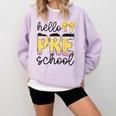 Hello Pre-K Preschool Back To School First Day Teacher Kids Comfort Colors Sweatshirt Orchid Hello Pre-K Preschool Back To School First Day Teacher Kids Comfort Colors Sweatshirt Orchid