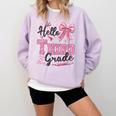 Hello Third Grade First Day Of School Coquette Teacher Girl Comfort Colors Sweatshirt Orchid