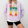 Hola Estudiantes Spanish Teacher Back To School 2025 Comfort Colors Sweatshirt Orchid