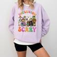 Inclusion Isnt Scary Halloween Skeleton Ghost Sped Teacher Comfort Colors Sweatshirt Orchid