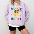 I Am Their Voice They Are My Heart Autism Awareness Teacher Comfort Colors Sweatshirt Orchid