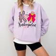 K Is For Kindergarten Teacher Coquette Bow Back To School Comfort Colors Sweatshirt Orchid