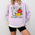 K Is For Kindergarten Teacher Pencil Apple Back To School Comfort Colors Sweatshirt Orchid K Is For Kindergarten Teacher Pencil Apple Back To School Comfort Colors Sweatshirt Orchid