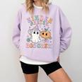 Kindergarten Boo Crew Halloween Floral Ghost Kinder Teacher Comfort Colors Sweatshirt Orchid Kindergarten Boo Crew Halloween Floral Ghost Kinder Teacher Comfort Colors Sweatshirt Orchid