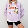 Llama Learning Teachers Students Alpaca Lover Back To School Comfort Colors Sweatshirt Orchid