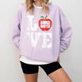 LOVE Kindergarten Teacher Student School Apple Comfort Colors Sweatshirt Orchid