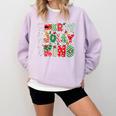 Be Merry Be Jolly Be Kind Merry Christmas Teacher Xmas PJs Comfort Colors Sweatshirt Orchid