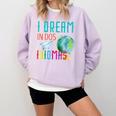 Multilingual Teacher In Dos Idiomas Linguist Language Comfort Colors Sweatshirt Orchid
