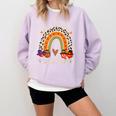 One Thankful Teacher Thanksgiving Turkey Rainbow Fall Comfort Colors Sweatshirt Orchid One Thankful Teacher Thanksgiving Turkey Rainbow Fall Comfort Colors Sweatshirt Orchid