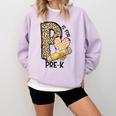 P Is For Pre K Teacher Leopard First Day Of School For Men Women Girls Kids Comfort Colors Sweatshirt Orchid