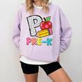 P Is For Pre-K Teacher Pencil Apple Back To School Comfort Colors Sweatshirt Orchid P Is For Pre-K Teacher Pencil Apple Back To School Comfort Colors Sweatshirt Orchid