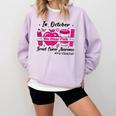 Pre-k Teacher In October We Wear Pink Breast Cancer Comfort Colors Sweatshirt Orchid