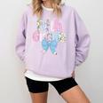 Preppy Fifth Grade Teacher Blue Floral Coquette Pencil Bow Comfort Colors Sweatshirt Orchid