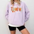 Preppy One Thankful Teacher Coquette Thanksgiving Teacher Comfort Colors Sweatshirt Orchid Preppy One Thankful Teacher Coquette Thanksgiving Teacher Comfort Colors Sweatshirt Orchid