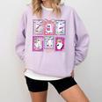 Preppy Spooky Teacher Halloween Ghost Coquette Bow Autumn Comfort Colors Sweatshirt Orchid