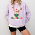 Preschool Crew Xmas Reindeer Teacher Student Christmas Comfort Colors Sweatshirt Orchid