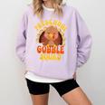 Preschool Gobble Squad Cute Turkey Thanksgiving Teacher Comfort Colors Sweatshirt Orchid