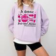 Preschool Teacher In October We Wear Pink Breast Cancer Comfort Colors Sweatshirt Orchid Preschool Teacher In October We Wear Pink Breast Cancer Comfort Colors Sweatshirt Orchid