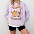 Pumpkin Spice Makes Teacher Nice Retro Fall Spooky Season Comfort Colors Sweatshirt Orchid Pumpkin Spice Makes Teacher Nice Retro Fall Spooky Season Comfort Colors Sweatshirt Orchid