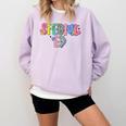 Retro Checkered Special Education Teacher Back To School Comfort Colors Sweatshirt Orchid