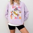 Retro Floral Ghost Trick Or Teach Groovy Teacher Halloween Comfort Colors Sweatshirt Orchid Retro Floral Ghost Trick Or Teach Groovy Teacher Halloween Comfort Colors Sweatshirt Orchid