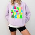 Retro Groovy In My Glowing Teacher Era Happy Teacher's Day Comfort Colors Sweatshirt Orchid