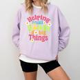 Retro Helping Small Hands Do Big Things Teacher Appreciation For Men Women Comfort Colors Sweatshirt Orchid Retro Helping Small Hands Do Big Things Teacher Appreciation For Men Women Comfort Colors Sweatshirt Orchid