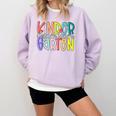 Retro Kindergarten Dream Team Back To School Teacher Kids Comfort Colors Sweatshirt Orchid Retro Kindergarten Dream Team Back To School Teacher Kids Comfort Colors Sweatshirt Orchid