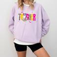 Spooky Halloween Teacher Para Counselor SPED Preppy Boo Kids Comfort Colors Sweatshirt Orchid