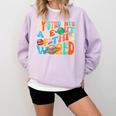 My Students Are Out Of This World Space Groovy Teacher Comfort Colors Sweatshirt Orchid
